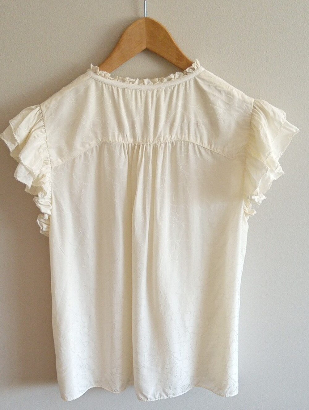 ba&sh Ivory Ruffle Trim Keyhole Solstice Blouse Size Large - Picture 5 of 5